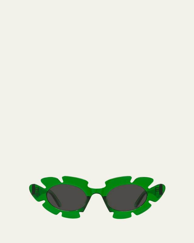 Flower Injected Plastic Cat-Eye Sunglasses